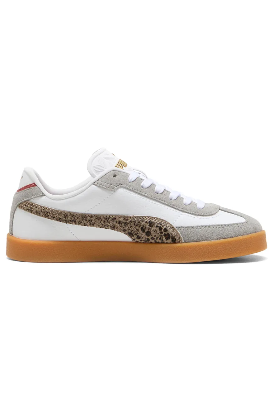 Sneakers bianche e grigie con dettagli animalier suola beige Puma Club II Era Animal Flair