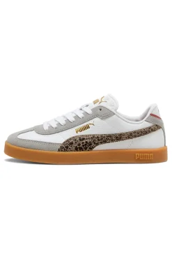 Sneakers bianche e grigie con dettagli animalier suola beige Puma Club II Era Animal Flair
