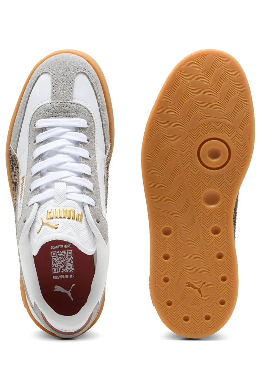 Sneakers bianche e grigie con dettagli animalier suola beige Puma Club II Era Animal Flair