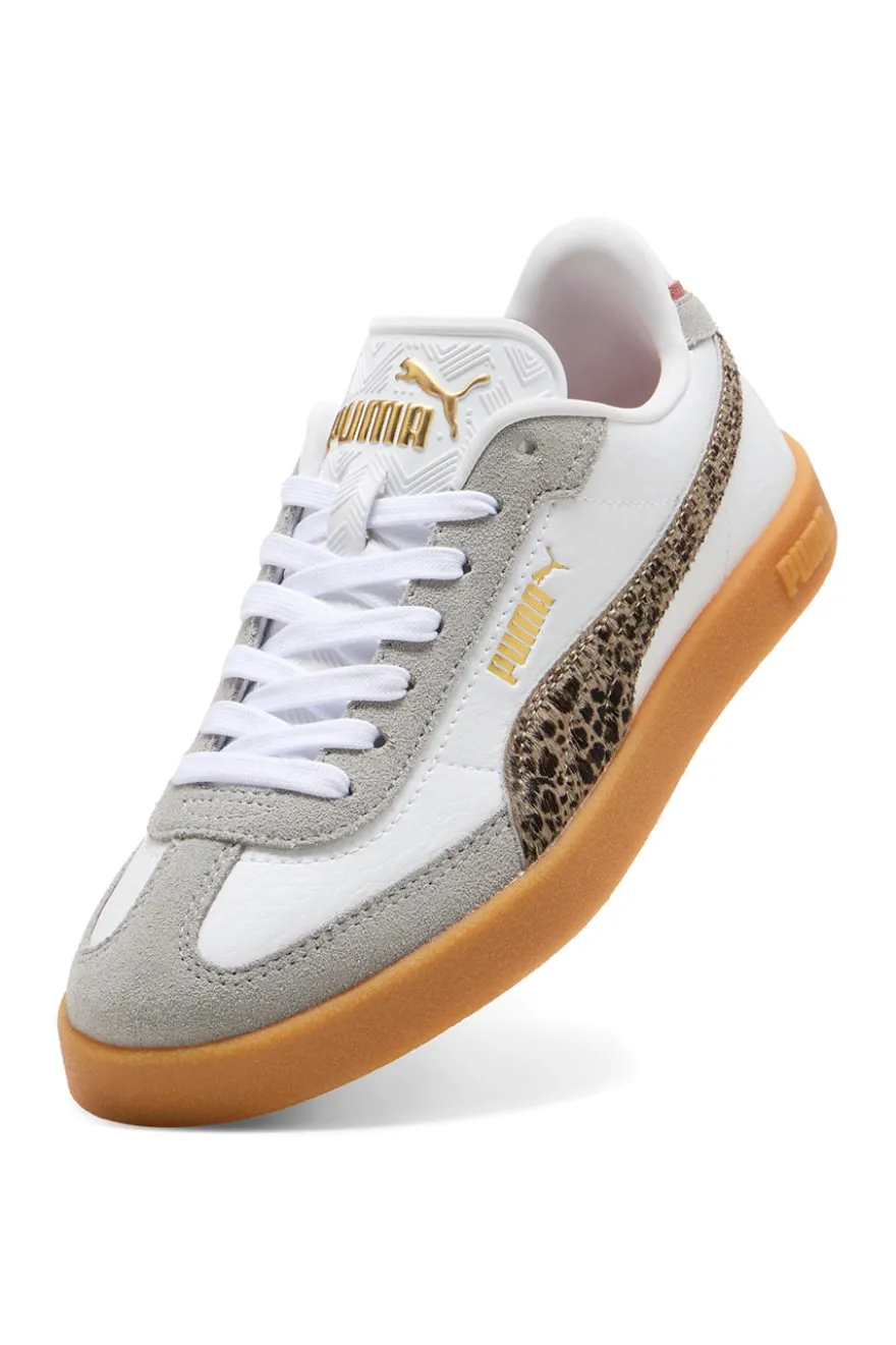 Sneakers bianche e grigie con dettagli animalier suola beige Puma Club II Era Animal Flair