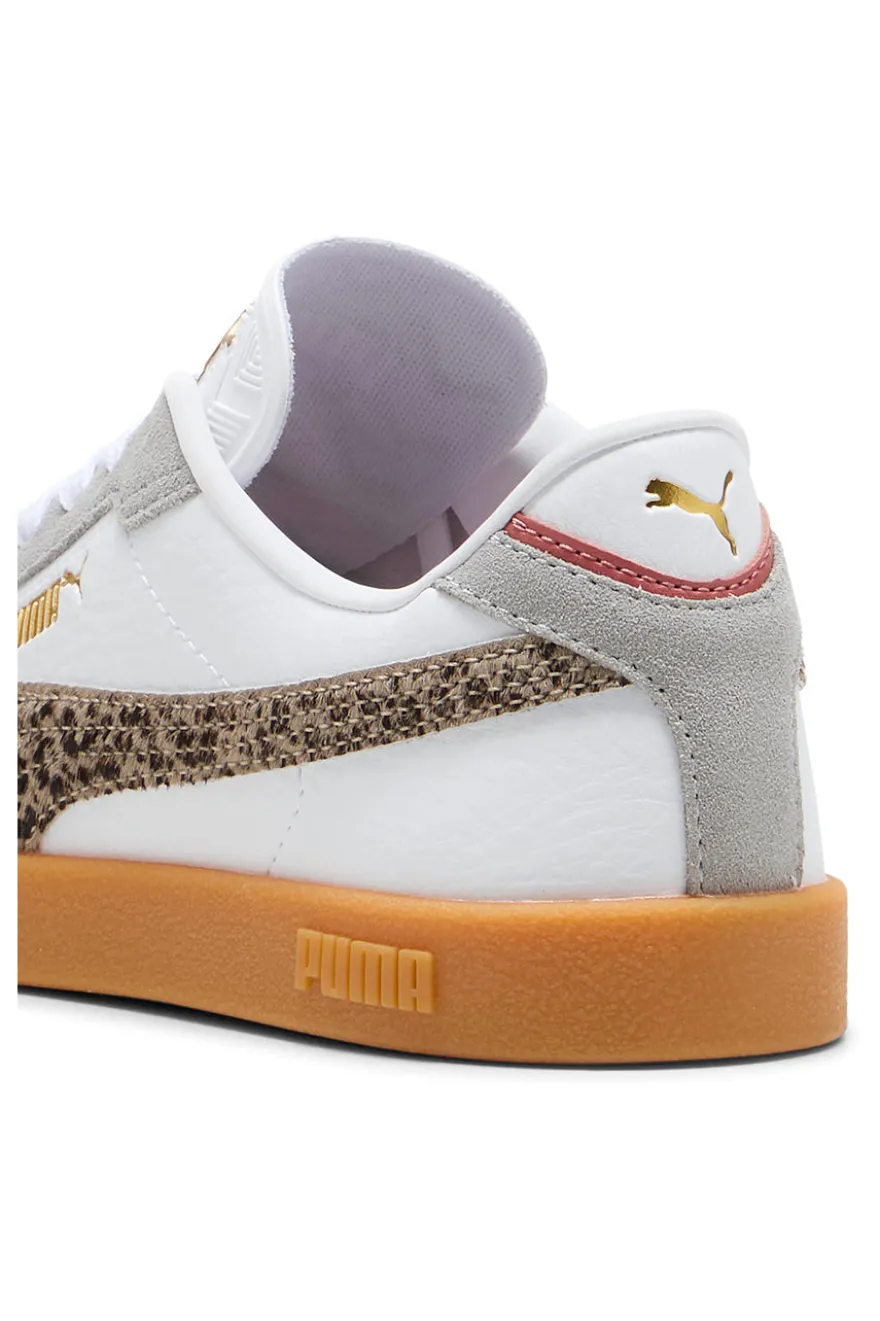 Sneakers bianche e grigie con dettagli animalier suola beige Puma Club II Era Animal Flair