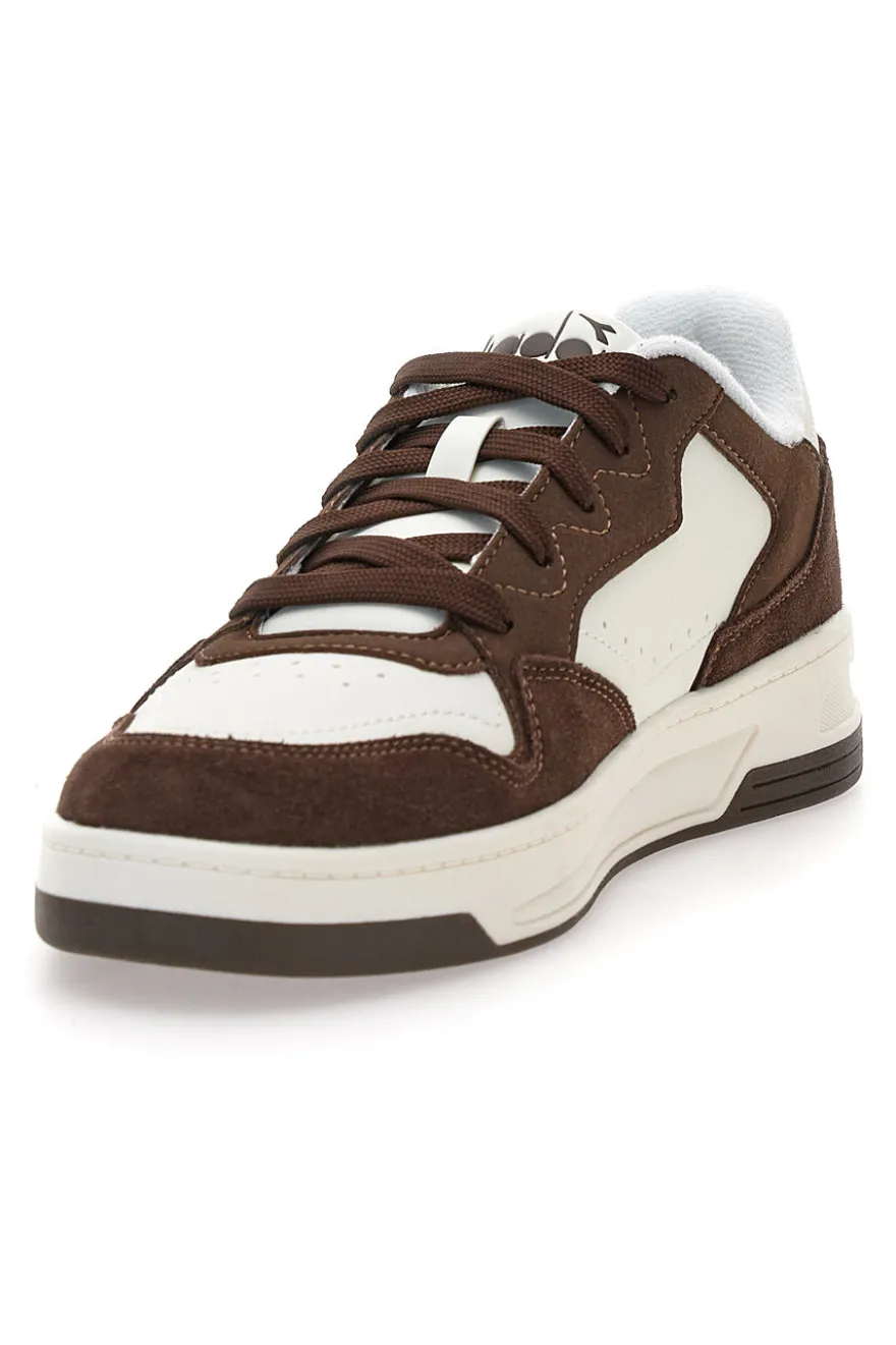 Sneakers bianche e marroni con inserti scamosciati Diadora Ginger S