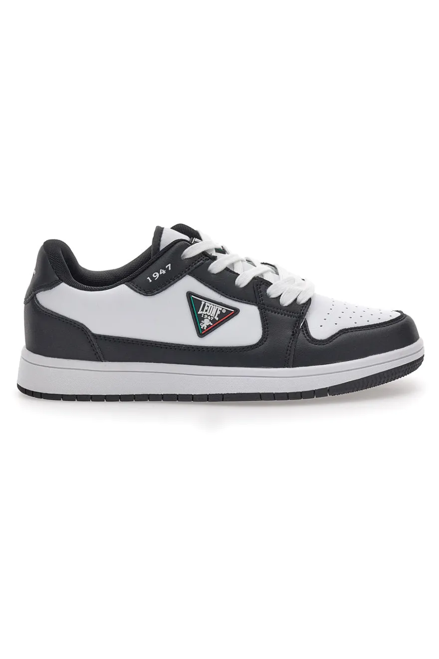 Sneakers Bianche e Nere Con Lacci Leone M075S9LOW