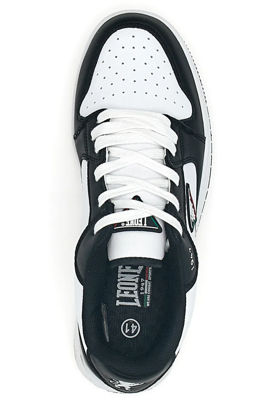 Sneakers Bianche e Nere Con Lacci Leone M075S9LOW