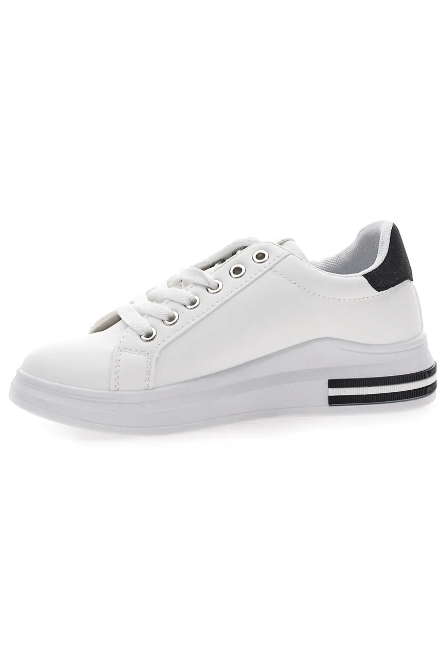 Sneakers bianche e nere con lacci CAFE' COST BK2450