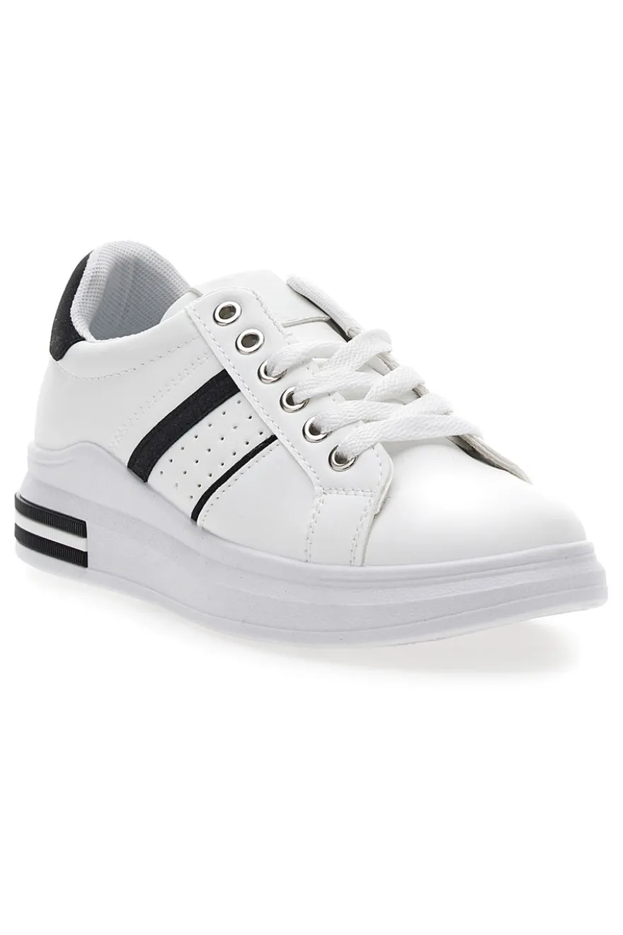 Sneakers bianche e nere con lacci CAFE' COST BK2450