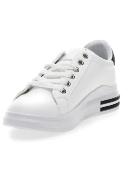 Sneakers bianche e nere con lacci CAFE' COST BK2450