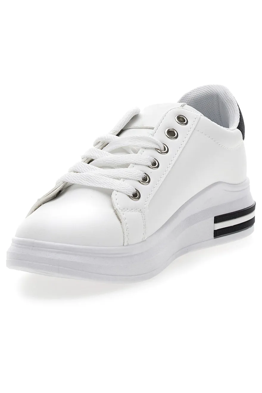 Sneakers bianche e nere con lacci CAFE' COST BK2450