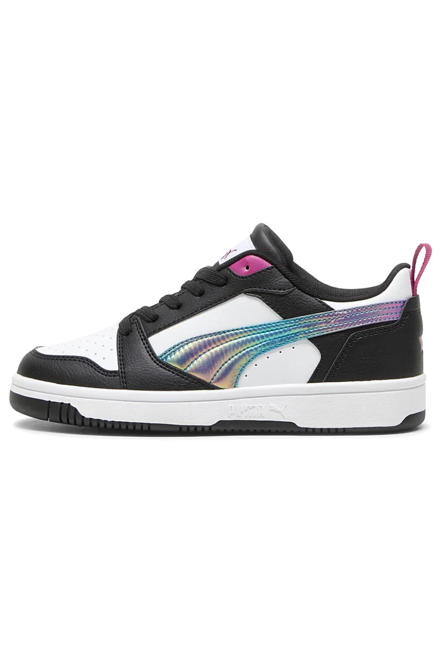 Sneakers Bianche e nere con bande laterali colorate Puma Rebound V6 Lo Bouncy Sky Jr