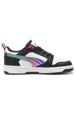 Sneakers Bianche e nere con bande laterali colorate Puma Rebound V6 Lo Bouncy Sky Jr