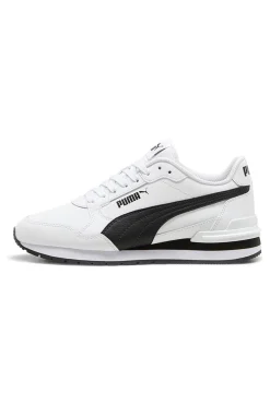 Sneakers Bianche e Nere con Tomaia in Pelle Puma ST Runner v4 L Jr