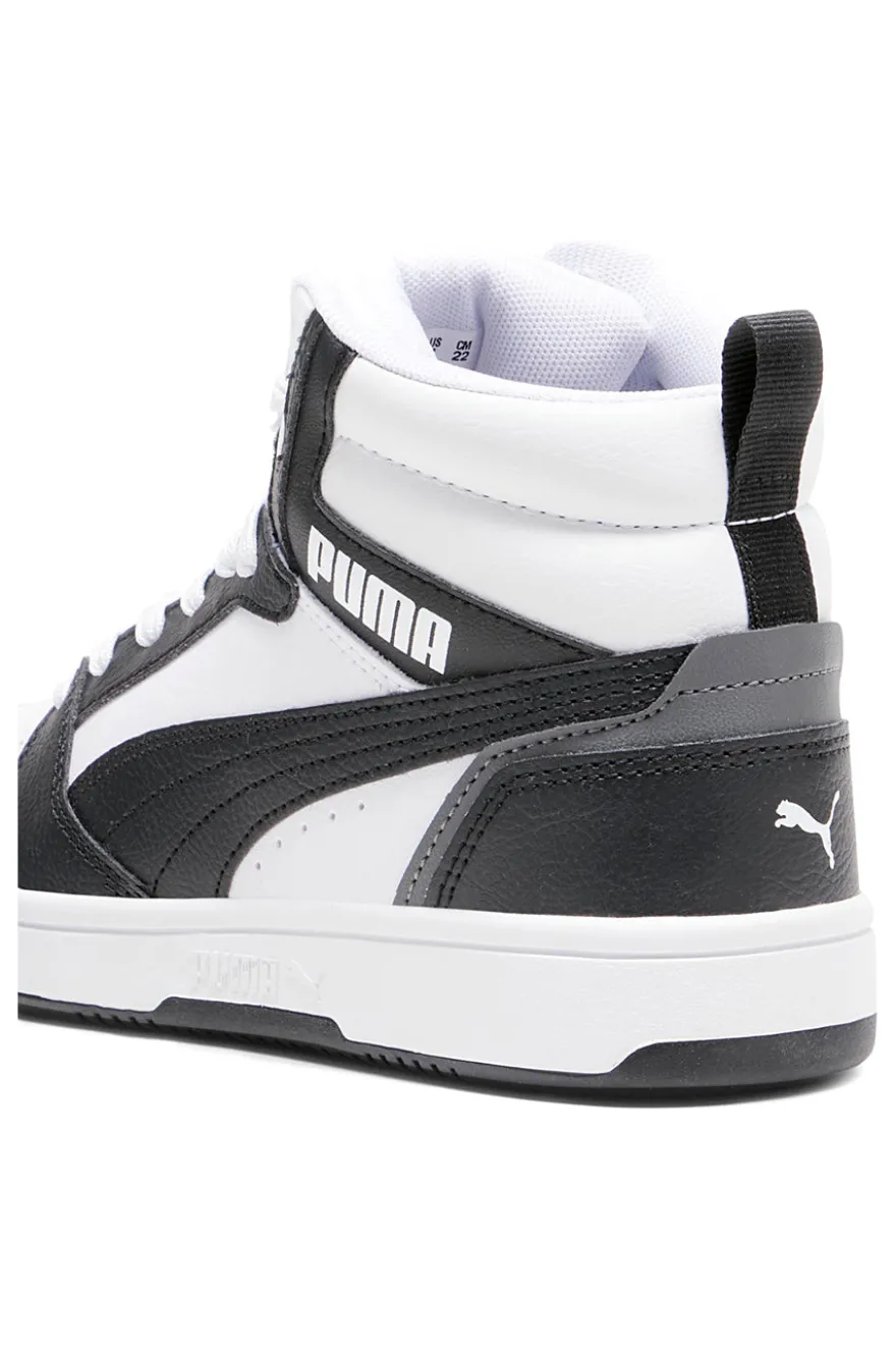 Sneakers bianche e nere mid-cut in materie sintetiche Puma Rebound V6 Mid Jr
