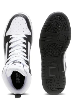 Sneakers bianche e nere mid-cut in materie sintetiche Puma Rebound V6 Mid Jr