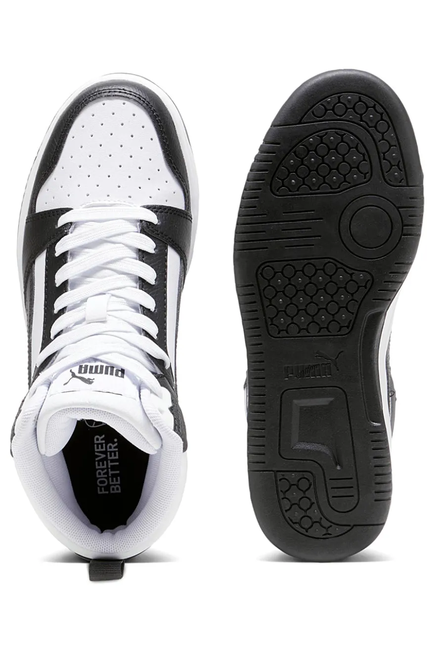 Sneakers bianche e nere mid-cut in materie sintetiche Puma Rebound V6 Mid Jr