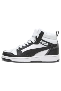 Sneakers bianche e nere mid-cut in materie sintetiche Puma Rebound V6 Mid Jr