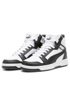 Sneakers bianche e nere mid-cut in materie sintetiche Puma Rebound V6 Mid Jr