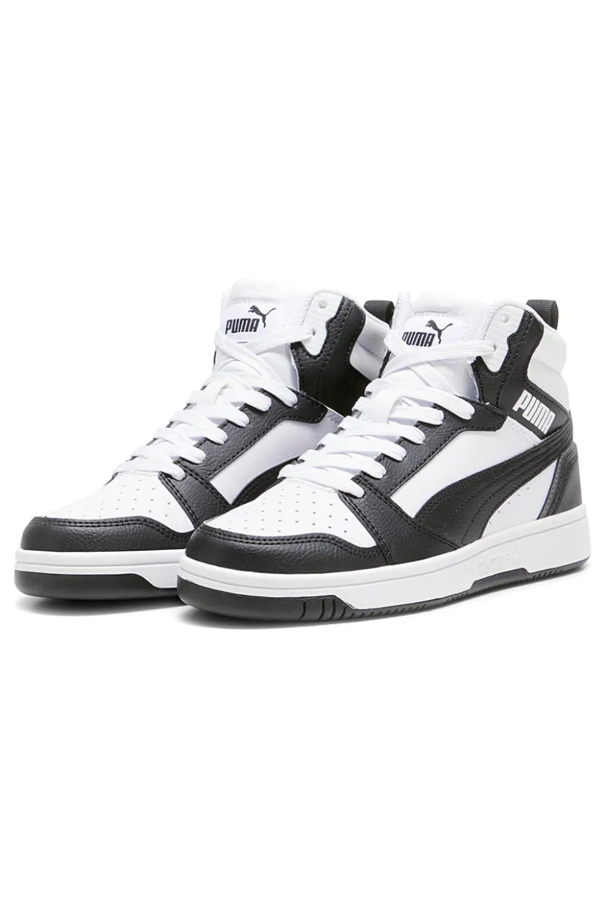 Sneakers bianche e nere mid-cut in materie sintetiche Puma Rebound V6 Mid Jr