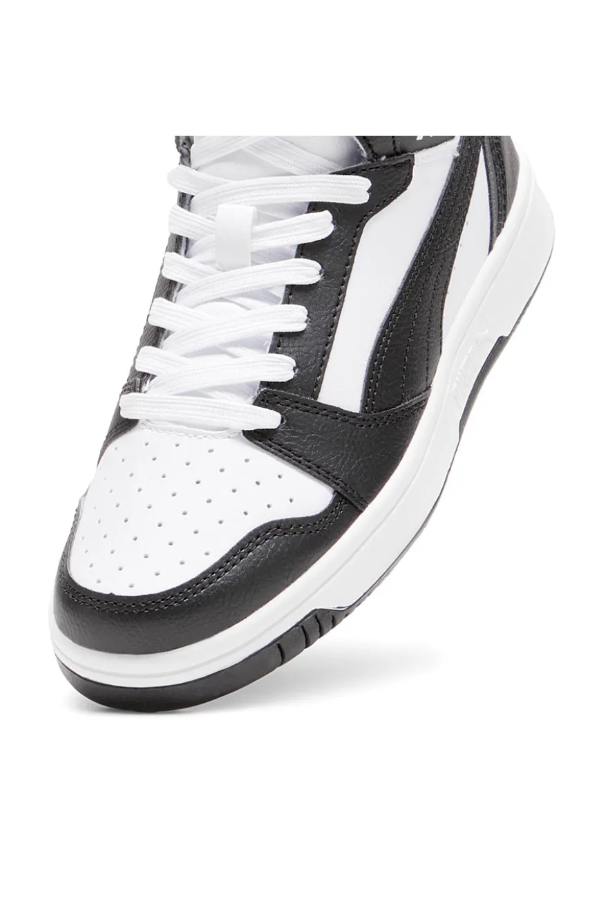 Sneakers bianche e nere mid-cut in materie sintetiche Puma Rebound V6 Mid Jr