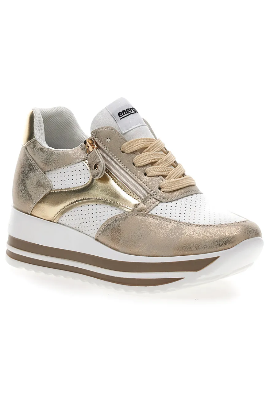 Sneakers Bianche e Oro Con Platform Energy 40