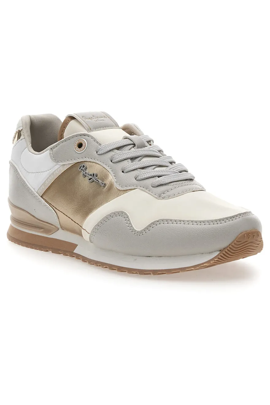 Sneakers Bianche e Oro Con Lacci PEPE JEANS London Shine W