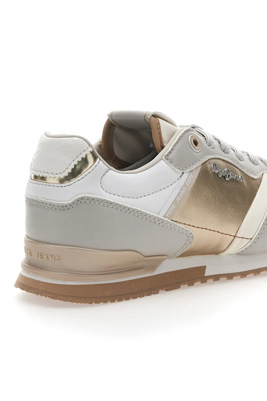 Sneakers Bianche e Oro Con Lacci PEPE JEANS London Shine W