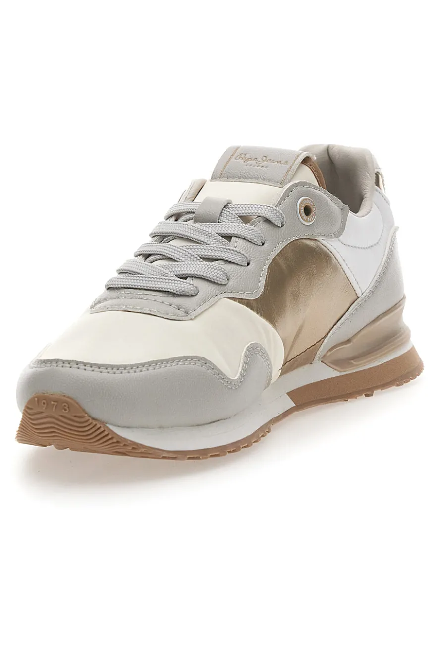 Sneakers Bianche e Oro Con Lacci PEPE JEANS London Shine W