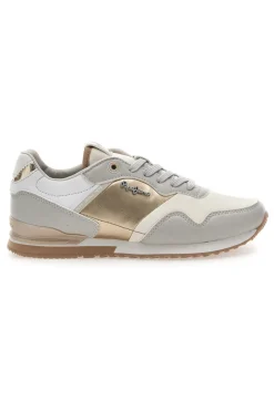 Sneakers Bianche e Oro Con Lacci PEPE JEANS London Shine W