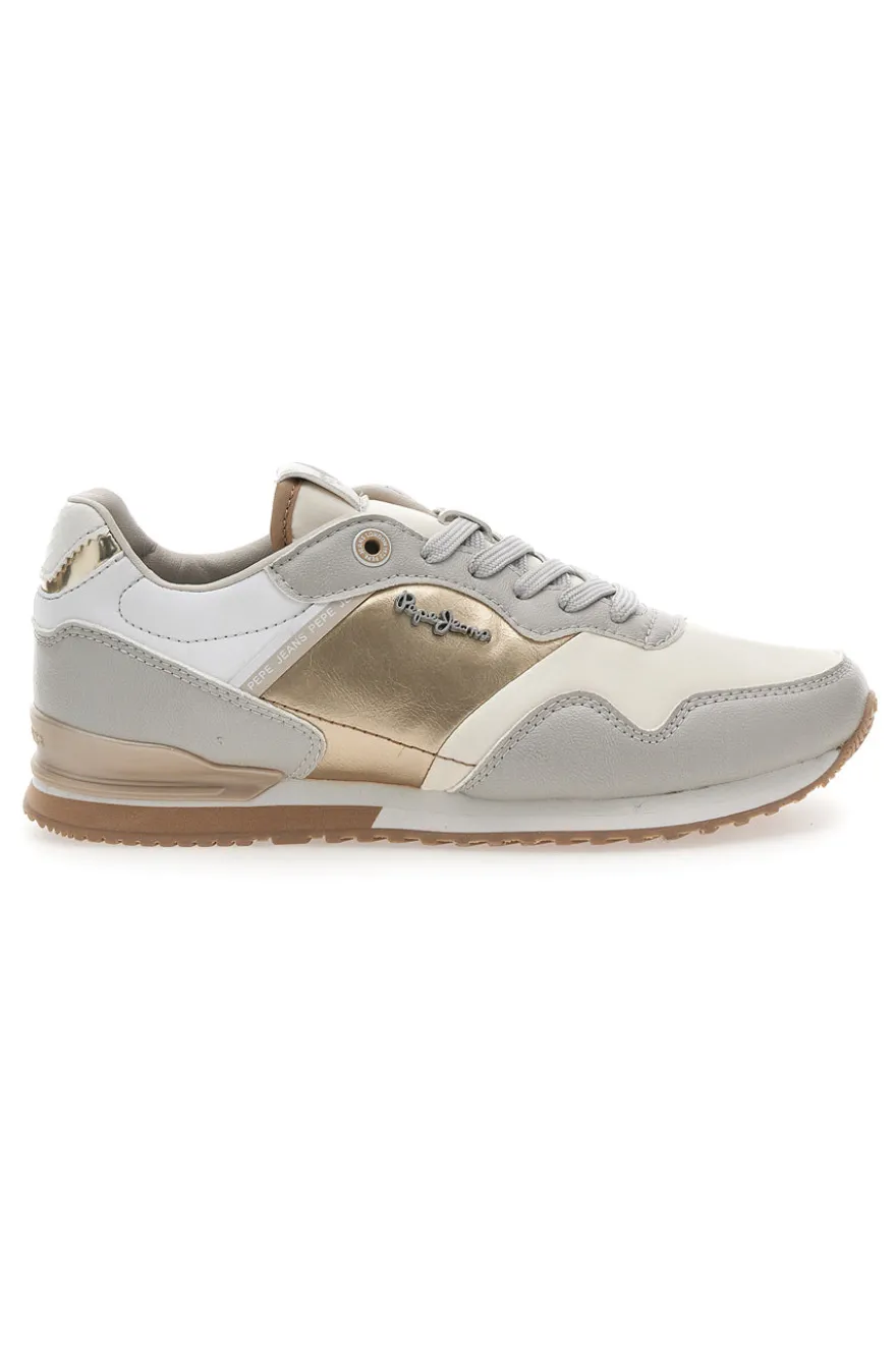 Sneakers Bianche e Oro Con Lacci PEPE JEANS London Shine W