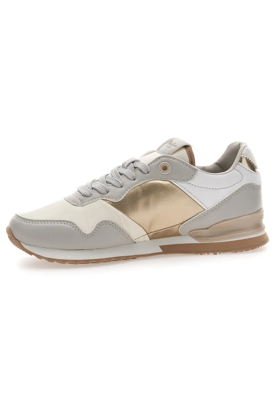 Sneakers Bianche e Oro Con Lacci PEPE JEANS London Shine W