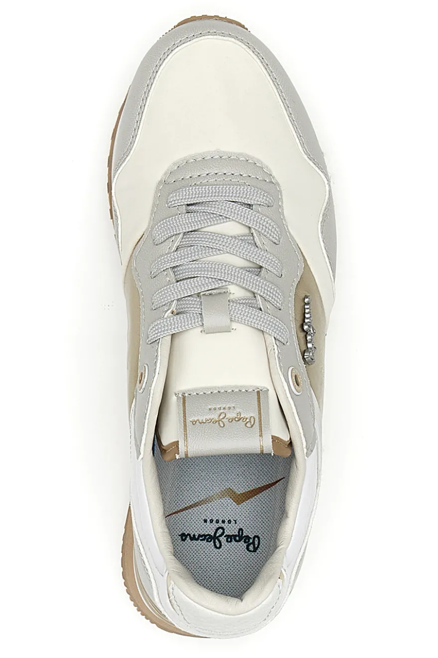 Sneakers Bianche e Oro Con Lacci PEPE JEANS London Shine W