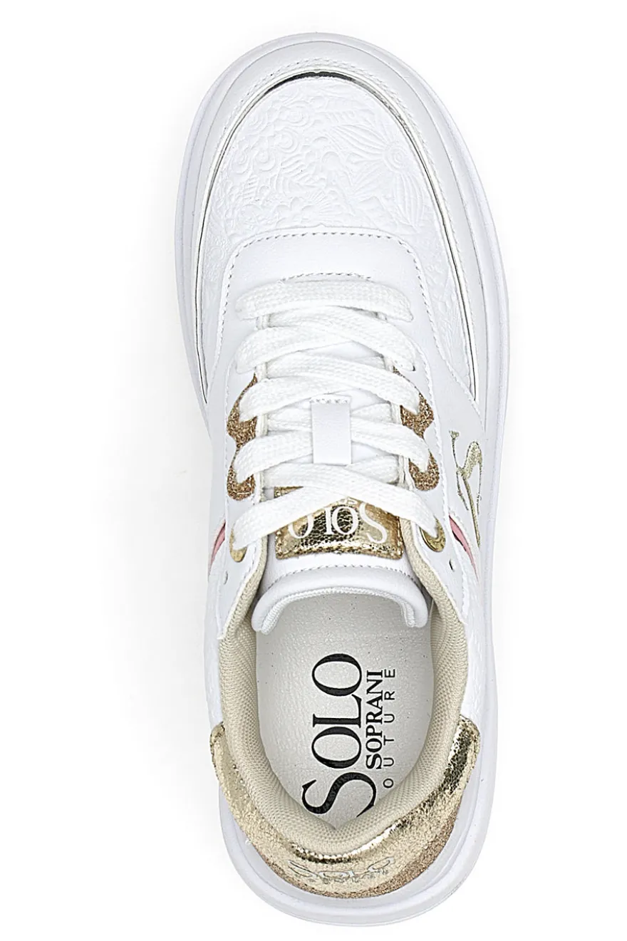 Sneakers Bianche e Oro Soprani City Pu Mirror Glitter