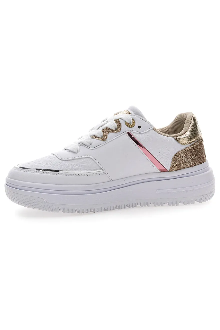 Sneakers Bianche e Oro Soprani City Pu Mirror Glitter