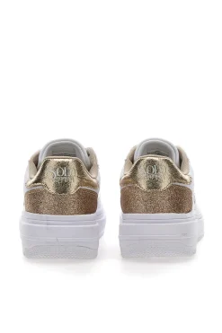Sneakers Bianche e Oro Soprani City Pu Mirror Glitter