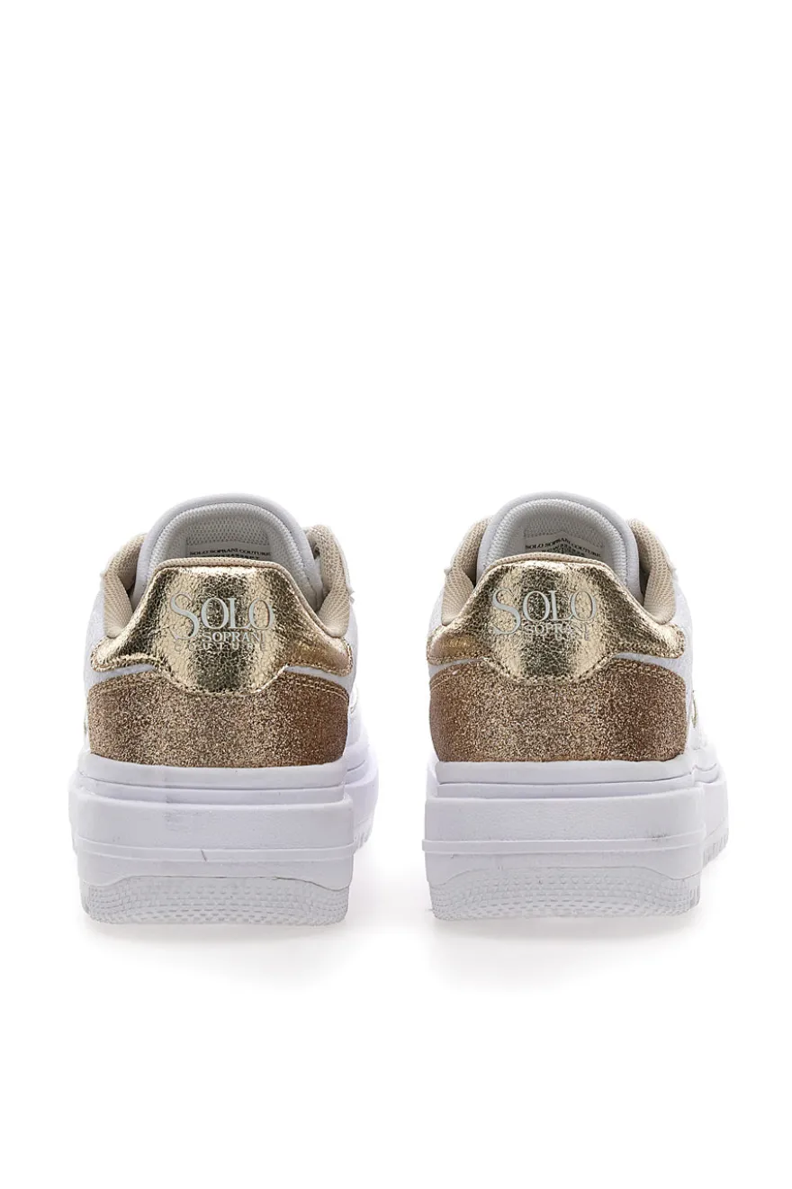 Sneakers Bianche e Oro Soprani City Pu Mirror Glitter