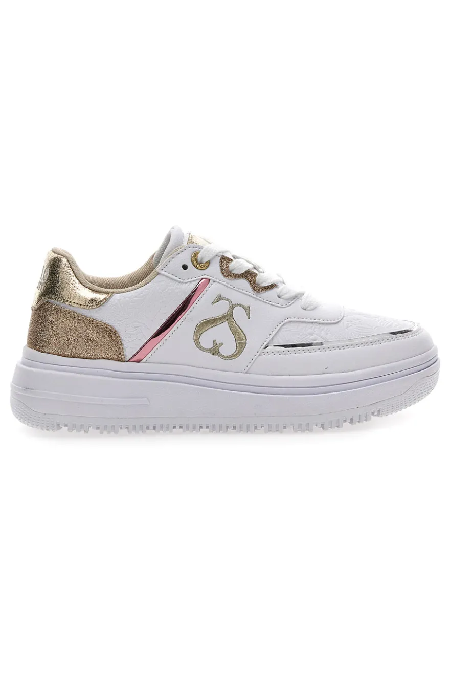 Sneakers Bianche e Oro Soprani City Pu Mirror Glitter
