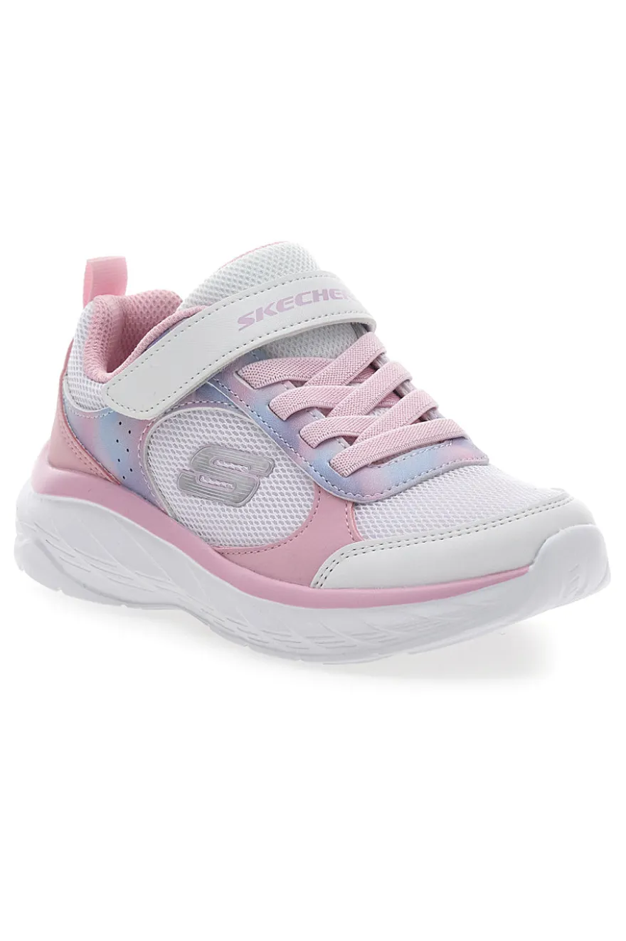 Sneakers Bianche e Rosa con Chiusura a Velcro SHECKERS BOUNDLESS-WATERCOLOR BLUR