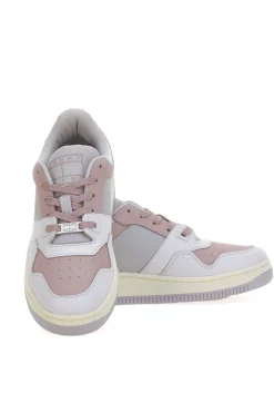 Sneakers Bianche e Rosa Con Tomaia In Pelle TOMMY JEANS BASKET TONAL LOGO