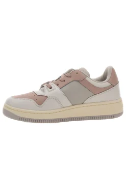 Sneakers Bianche e Rosa Con Tomaia In Pelle TOMMY JEANS BASKET TONAL LOGO