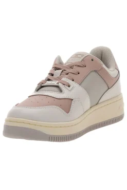 Sneakers Bianche e Rosa Con Tomaia In Pelle TOMMY JEANS BASKET TONAL LOGO