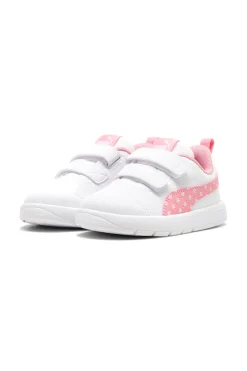 Sneakers bianche e rosa con strappo e dettagli a pois Puma Courtflex V3 Dotty V Inf