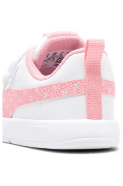 Sneakers bianche e rosa con strappo e dettagli a pois Puma Courtflex V3 Dotty V Inf