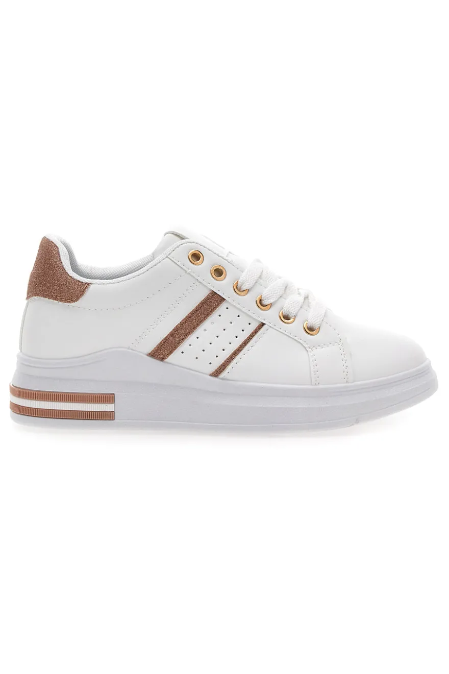 Sneakers bianche e rosa con lacci CAFE' COST BK2450