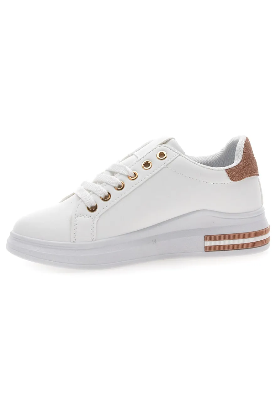Sneakers bianche e rosa con lacci CAFE' COST BK2450