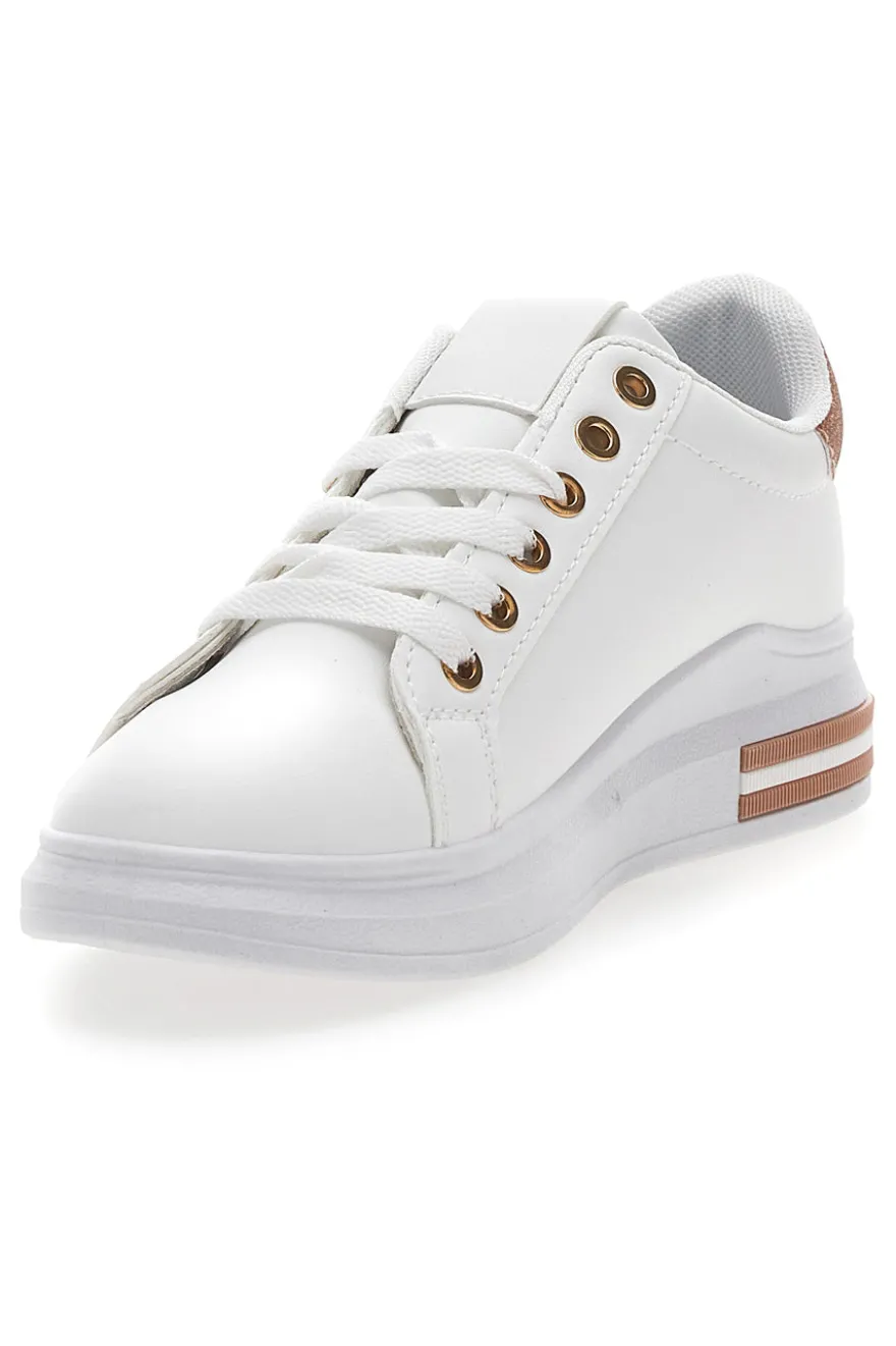 Sneakers bianche e rosa con lacci CAFE' COST BK2450