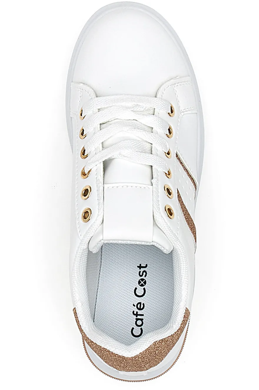 Sneakers bianche e rosa con lacci CAFE' COST BK2450