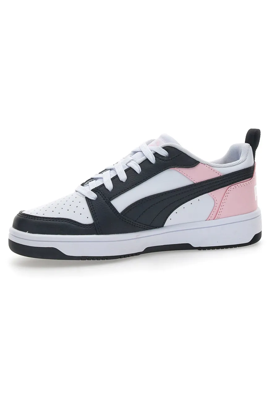 Sneakers Bianche e Rosa Con Stringa Laterale Puma Rebound V6 LO JR