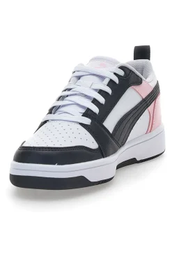 Sneakers Bianche e Rosa Con Stringa Laterale Puma Rebound V6 LO JR