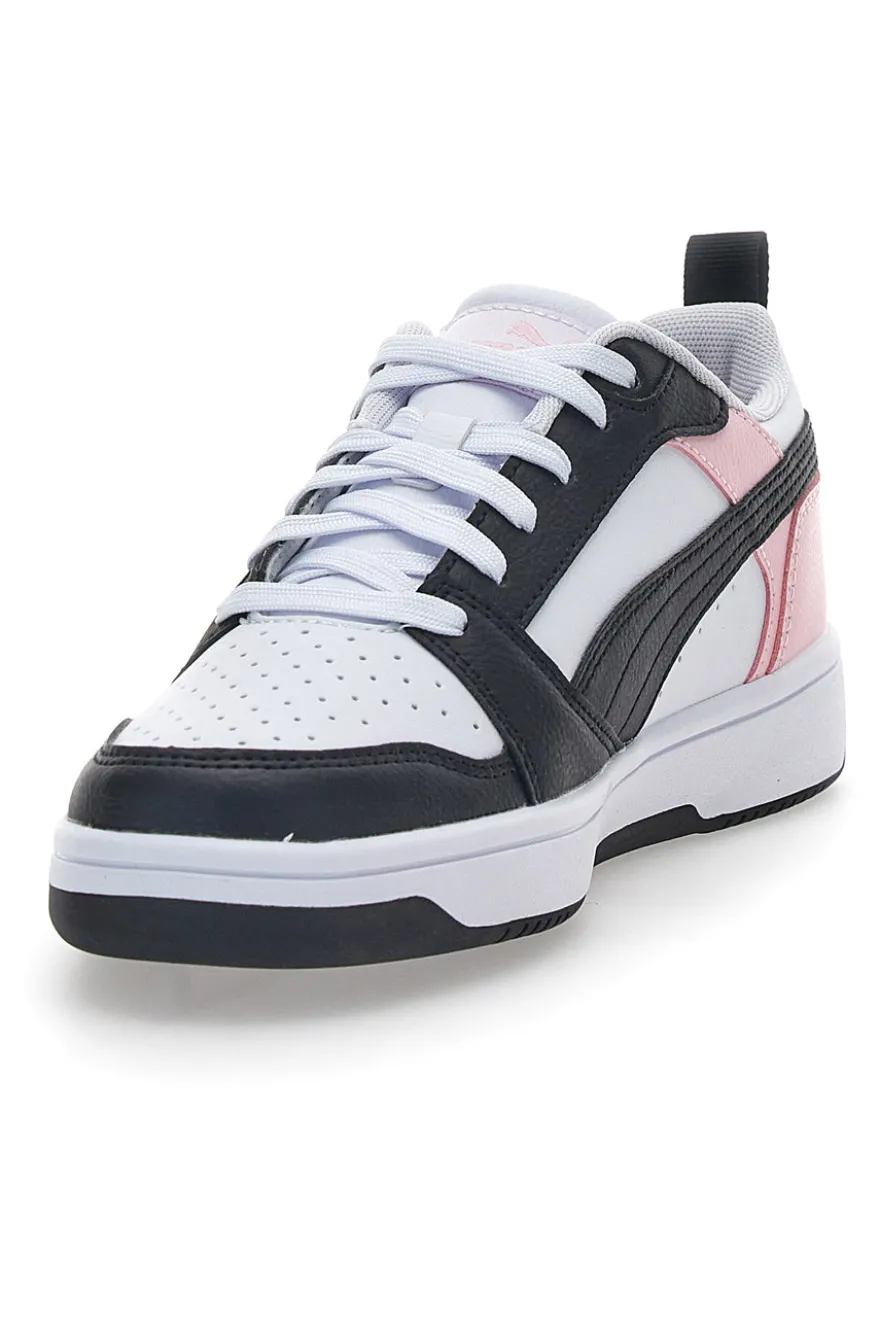 Sneakers Bianche e Rosa Con Stringa Laterale Puma Rebound V6 LO JR