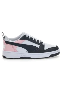 Sneakers Bianche e Rosa Con Stringa Laterale Puma Rebound V6 LO JR