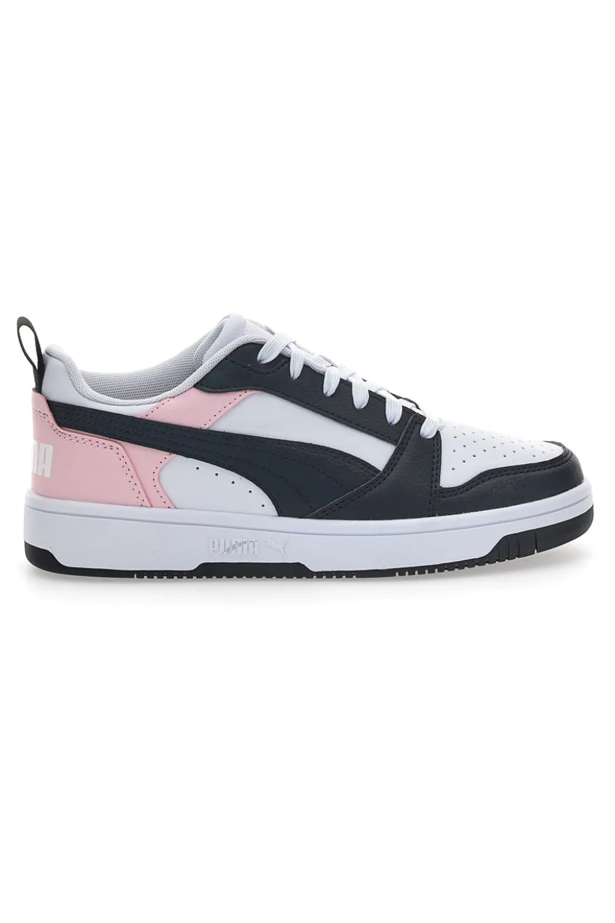 Sneakers Bianche e Rosa Con Stringa Laterale Puma Rebound V6 LO JR
